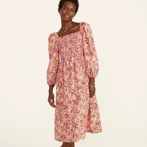 J. Crew Floral Puff Sleeve Midi Dress